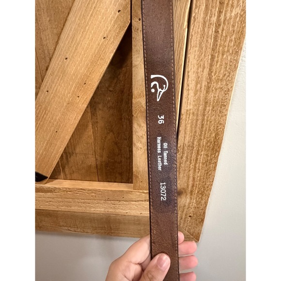 Ducks Unlimited Mens Oil Tanned Harness Leather Belt Brown Silver Buckle 36 - Picture 3 of 4